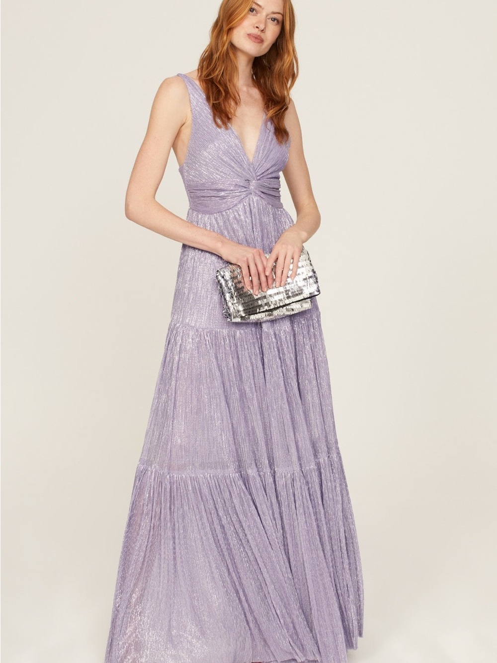 Sabina Musayev Lavender Metallic Maxi Dress